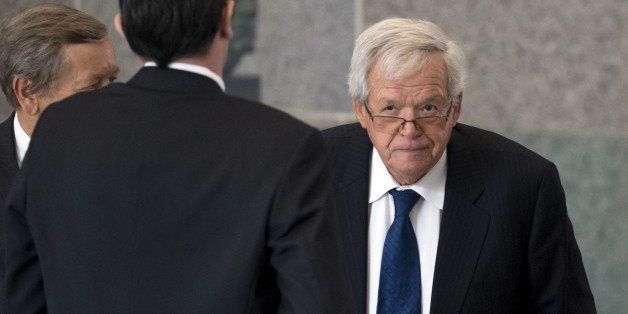 Former U.S. House of Representatives Speaker Dennis Hastert arrives for an appearance in federal court in Chicago June 9, 2015. Hastert is due to be arraigned in federal court in Chicago on Tuesday on charges of trying to hide large cash transactions and lying to the FBI about it. According to an indictment, Hastert, 73, was trying to evade detection of $3.5 million in payments he had promised to make to someone from his hometown of Yorkville, Illinois, to conceal past misconduct against the person. REUTERS/Andrew Nelles