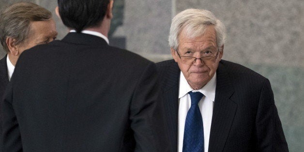 Former U.S. House of Representatives Speaker Dennis Hastert arrives for an appearance in federal court in Chicago June 9, 201