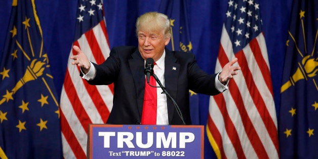 Republican presidential candidate Donald Trump speaks during a campaign stop Monday, May 2, 2016, in South Bend, Ind. (AP Photo/Charles Rex Arbogast)