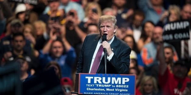 US Republican presidential candidate Donald Trump speaks during a rally May 5, 2016 in Charleston, West Virginia. / AFP / Brendan Smialowski (Photo credit should read BRENDAN SMIALOWSKI/AFP/Getty Images)