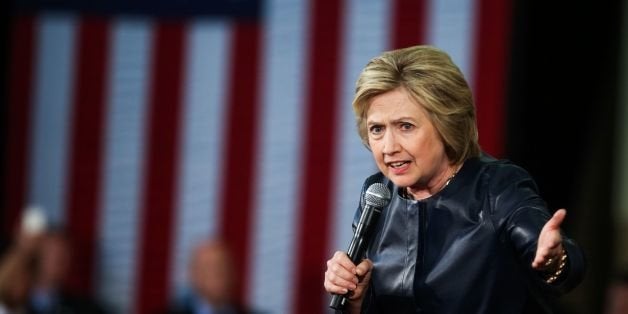 Democratic presidential candidate Hillary Clinton speaks to supporters during a rally at La Escuelita School in Oakland, Cali