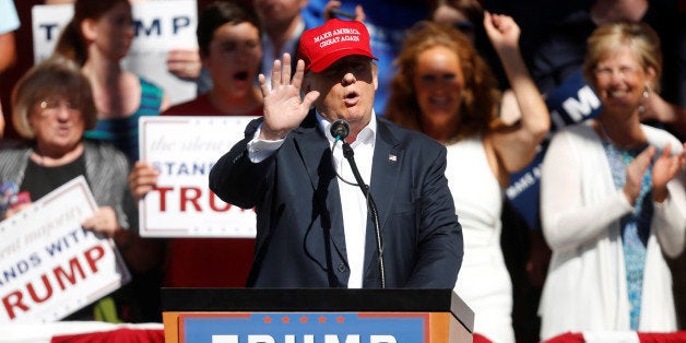 Republican U.S. presidential candidate Donald Trump speaks during a campaign rally in Lynden, Washington, U.S., May 7, 2016. REUTERS/Jim Urquhart 