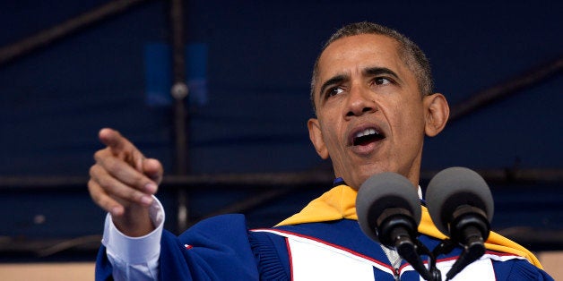 President Barack Obama gives his commencement address to the 2016 graduating class of Howard University in Washington, Saturd