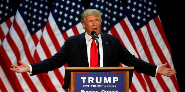 Republican U.S. presidential candidate Donald Trump speaks at a campaign rally in Eugene, Oregon, U.S., May 6, 2016. REUTERS/Jim Urquhart/File Photo