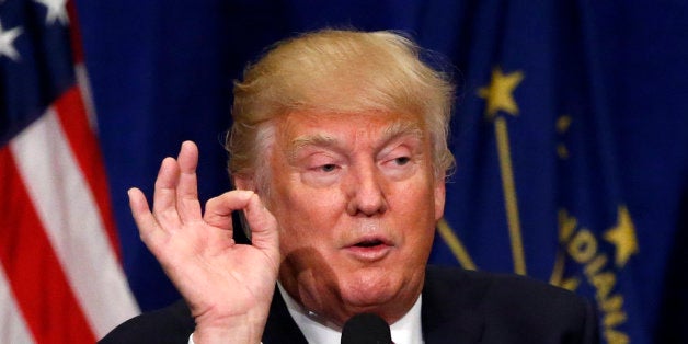 Republican presidential candidate Donald Trump speaks during a campaign stop Monday, May 2, 2016, in South Bend, Ind. (AP Photo/Charles Rex Arbogast)