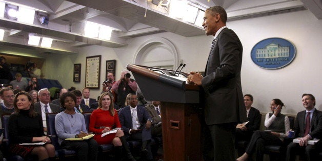 U.S. President Barack Obama answers a reporter's question after delivering a statement on the economy in the press briefing room at the White House in Washington February 5, 2016. REUTERS/Jonathan Ernst