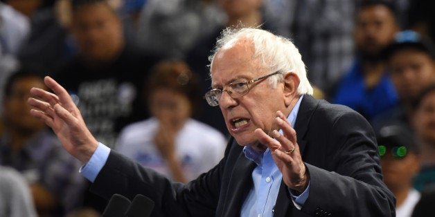 Democratic presidential candidate Bernie Sanders addresses a primary night election rally in Carson, California, May 17, 2016
