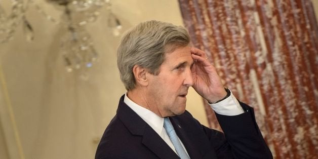 US Secretary of State John Kerry arrives for a luncheon with Nordic leaders at the US Department of State on May 13, 2016 in Washington, DC. / AFP / Brendan Smialowski (Photo credit should read BRENDAN SMIALOWSKI/AFP/Getty Images)