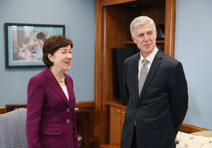 Collins with then-Supreme Court nominee Neil Gorsuch in 2017.