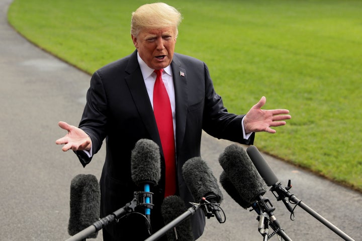 President Donald Trump, in comments to reporters outside the White House on Monday, dismissed the sexual misconduct allegations against Brett Kavanaugh as "a hoax."
