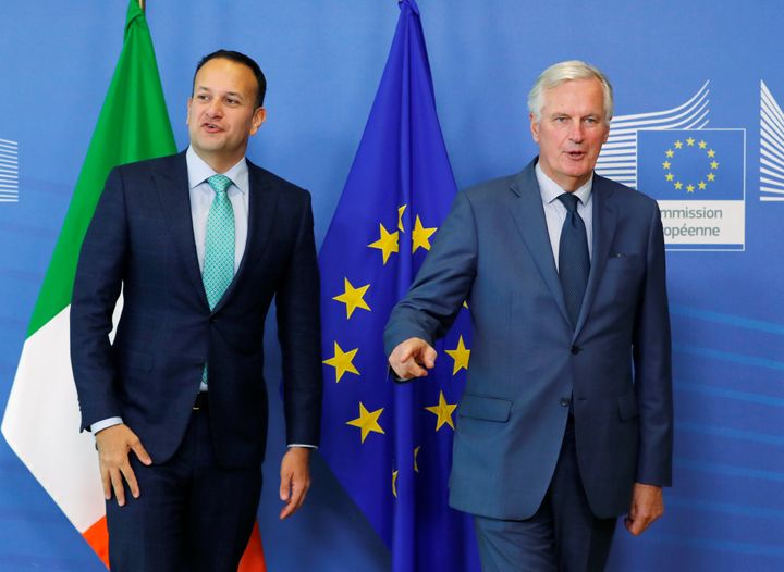 Ireland's Prime Minister Leo Varadkar and European Union's chief Brexit negotiator Michel Barnier