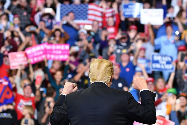 The crowd jeered at Sen. Dianne Feinstein (D-Calif.) as Trump accused her of leaking Christine Blasey Ford's letter accusing Brett Kavanaugh of sexual assault. Trump didn't provide any evidence for his claim.