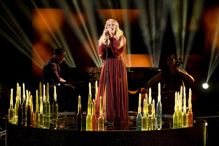 Underwood performing her single, "Spinning Bottles." 