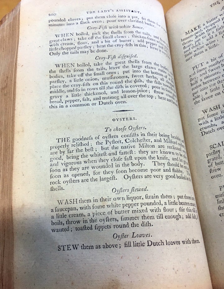 The instructions for oyster loaves in the 1801 edition of Charlotte Mason’s <i>Lady’s Assistant.</i>