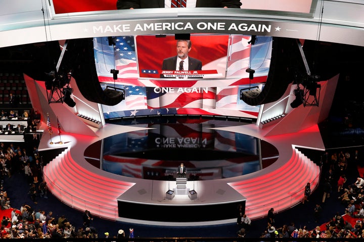 Falwell speaks at the Republican National Convention in Cleveland on July 21, 2016.