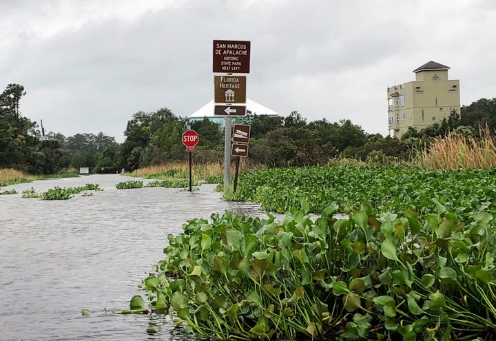 The St. Marks River overflows into the town of St. Marks, ahead of Hurricane Michael, on Oct. 10.