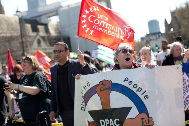 Protesters block Parliament Street amid anger of the Universal Credit reform. 