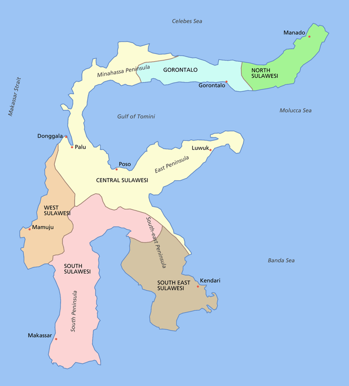 Sulawesi has six provinces, one of which is Central Sulawesi, where Palu is located. <a rel="nofollow" href="https://upload.w