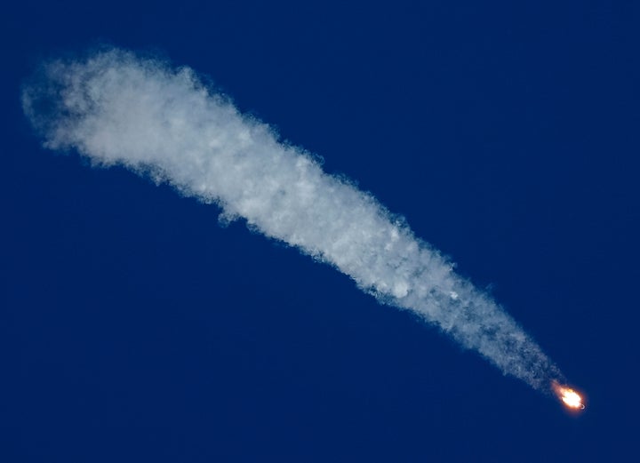 The Soyuz MS-10 spacecraft shortly after lift-off.