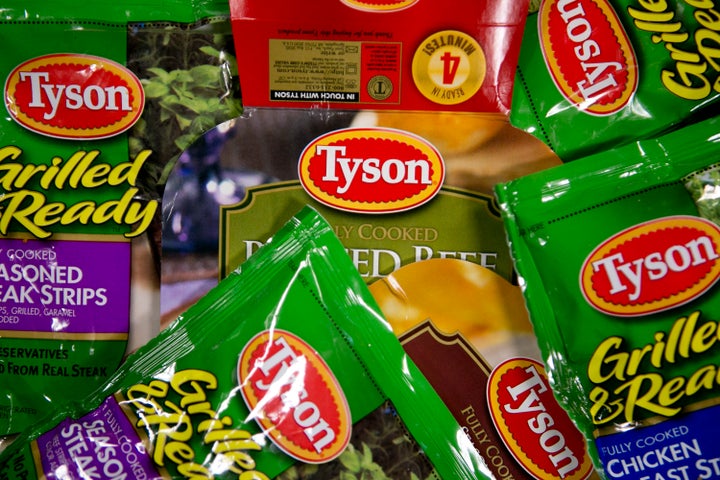 Packages of Tyson Foods processed meat products.
