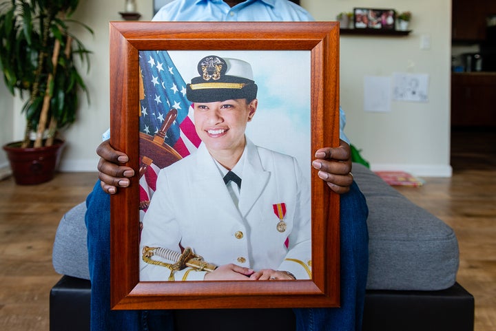  Walter Daniel, a former Coast Guard officer, holds a photograph of his wife, Navy Lt. Rebekah Daniel, known as “Moani.” She died hours after giving birth to their daughter, Victoria, at the Naval Hospital Bremerton. Daniel says he received no details about how the low-risk pregnancy of his healthy 33-year-old wife, a labor and delivery nurse, ended in tragedy.