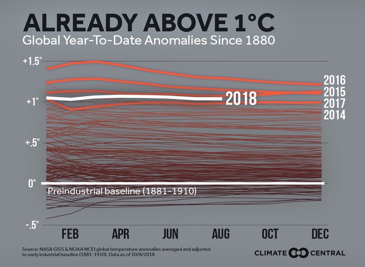 This graph shows the yearly temperature anomaly, every year since 1880. 