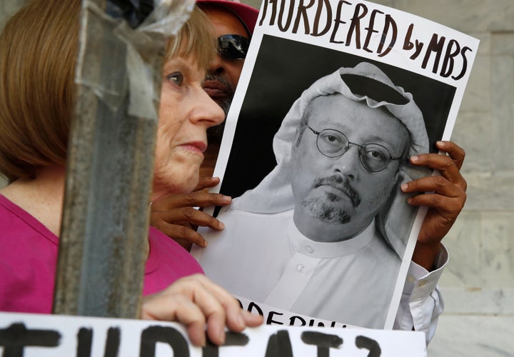 A protest outside the Saudi Embassy in Washington, D.C., on Oct. 10.