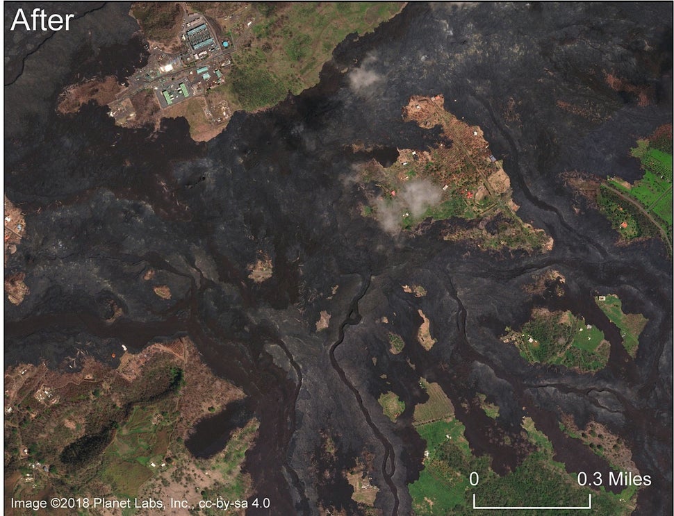 A comparable photo after the eruption.