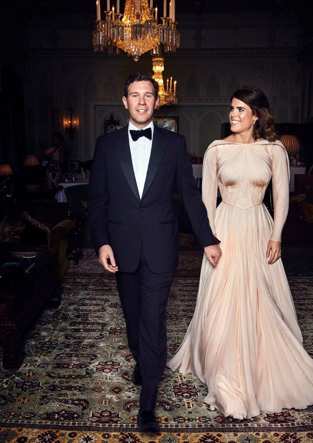 Eugenie looked stunning in a Zac Posen gown for the evening celebration.