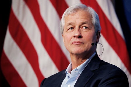 Jamie Dimon, CEO of JPMorgan Chase, takes part in a panel discussion about investing in Detroit at the Kennedy School of Government at Harvard University in Cambridge, Massachusetts, U.S., April 11, 2018.