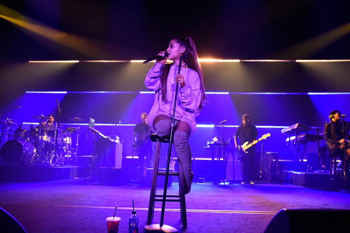Ariana performing live in California over the summer