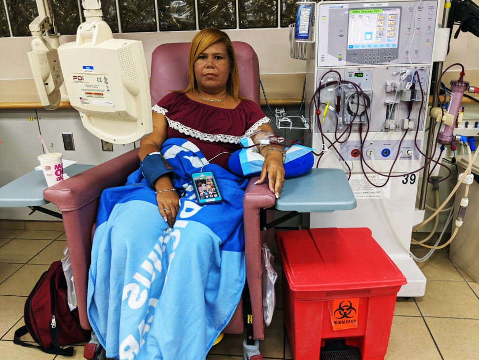 Rivera Acosta usually spends a bit over three hours connected to a hemodialysis machine for her dialysis treatment. 