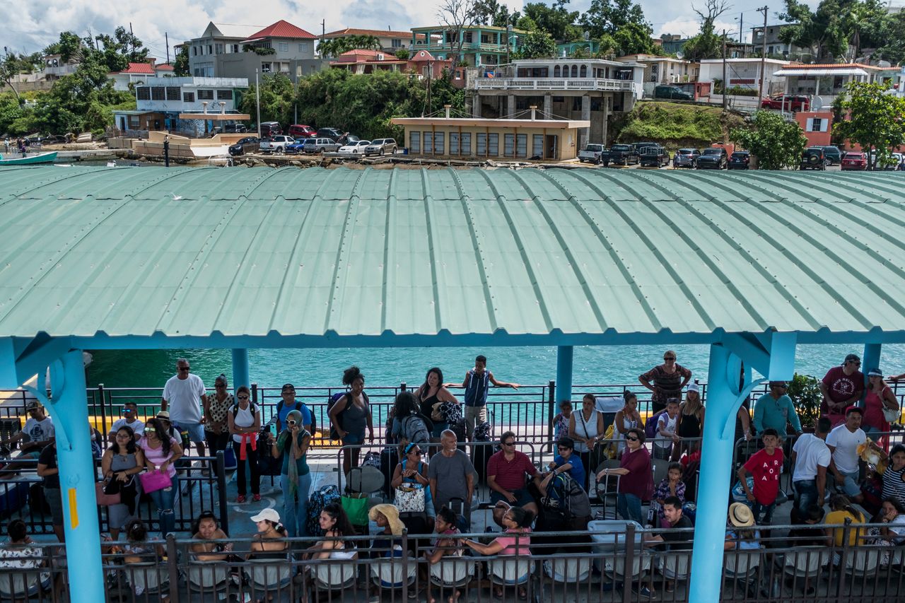 Tourists and Vieques residents wait for the ferry that connects the small, isolated island with the rest of Puerto Rico.