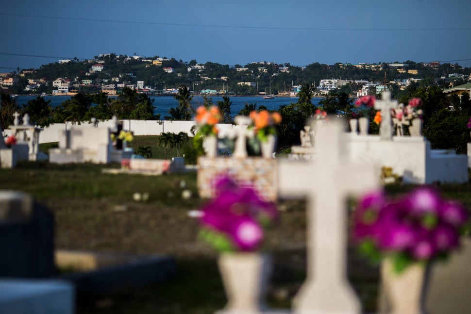 View of the sea from a cemetery in Vieques. 