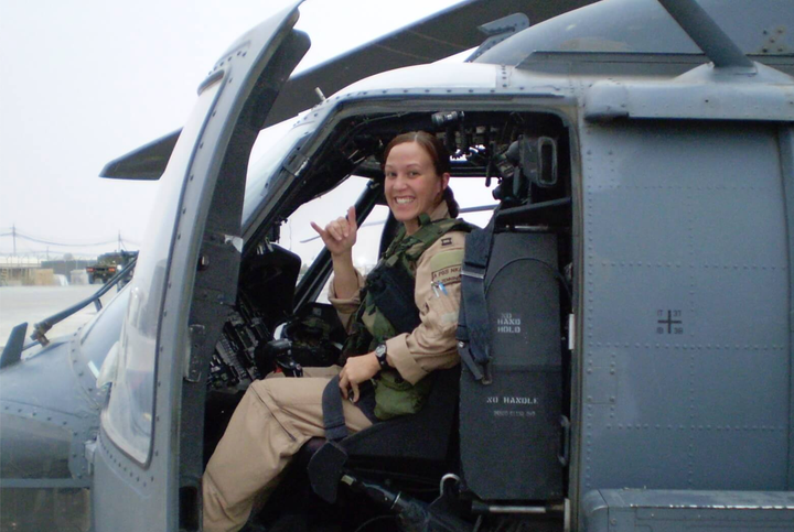 MJ Hegar was awarded a Purple Heart after being wounded in Afghanistan.