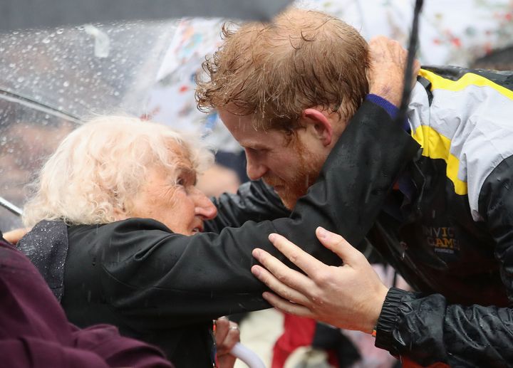 Daphne Dunne had to wait in the rain in 2017 to meet Prince Harry.