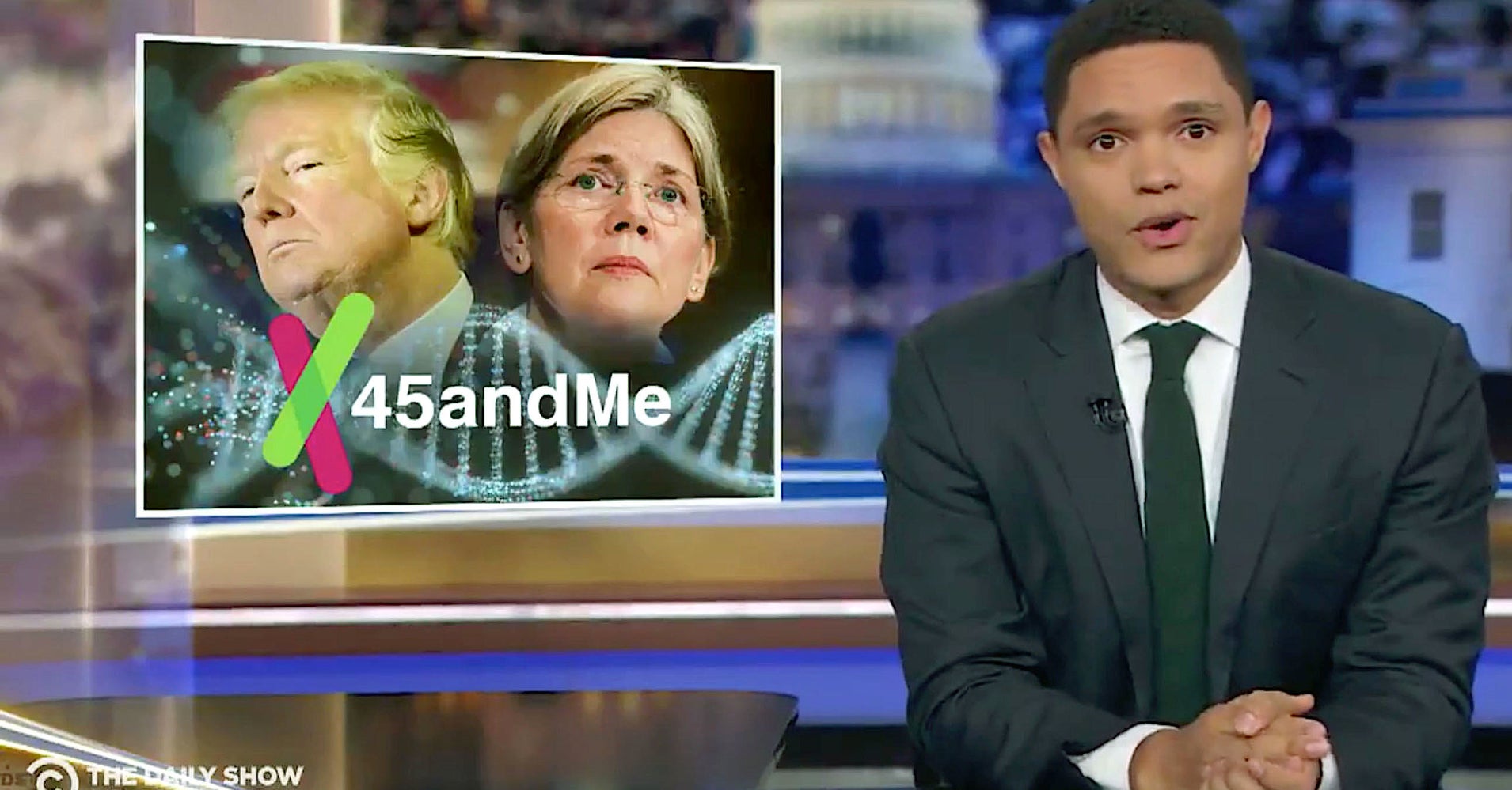 Trevor Noah Whacks Trump On His Reaction To Elizabeth Warren's DNA Test