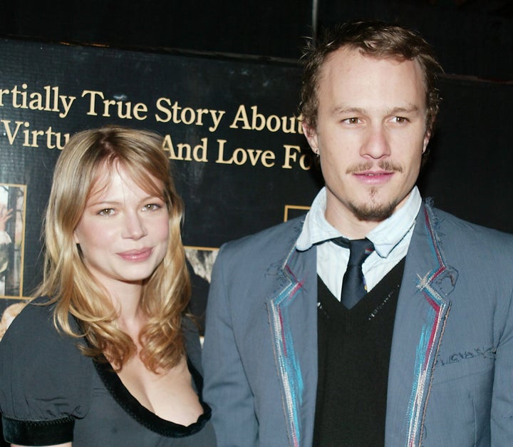 Michelle Williams and Heath Ledger at the "Casanova" premiere in New York City in 2005. They amicably split in 2007.