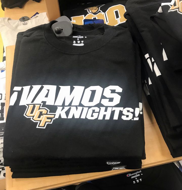 New T-shirts in the campus bookstore symbolize the University of Central Florida’s identity as a Hispanic-Serving Institution.