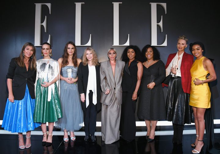 Nina Garcia, Sarah Paulson, Keira Knightley, Mia Farrow, Lady Gaga, Angela Bassett, Shonda Rhimes, Charlize Theron and Yara Shahidi attend Elle's 25th annual Women In Hollywood celebration.