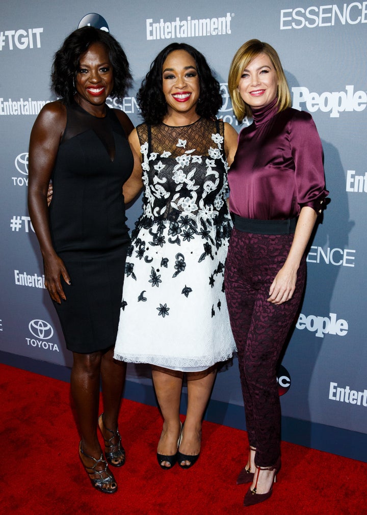 Viola Davis, Shonda Rhimes and Ellen Pompeo at a TGIT celebration. 