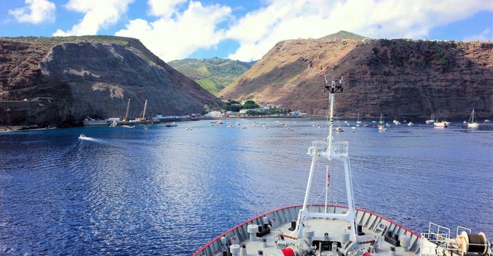 Jamestown, St. Helena, as seen from Barnes’ research ship.