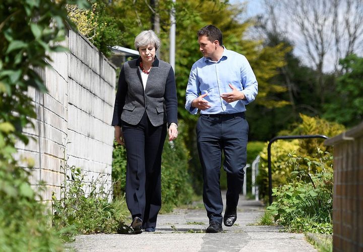Tory MP Johnny Mercer campaigning with Prime Minister Theresa May