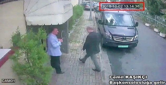 CCTV showing Khashoggi entering the Saudi consulate in Istanbul. There is no footage of him leaving 