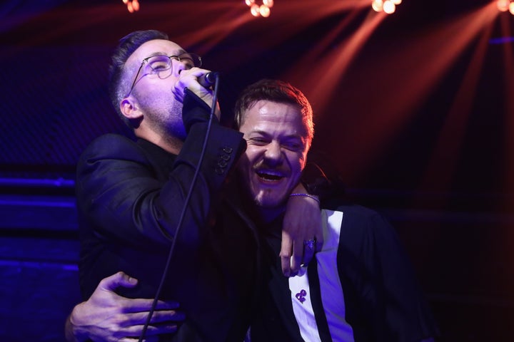 Tranter (left) took the stage with Imagine Dragons singer Dan Reynolds on Wednesday. The two collaborated on the 2017 hit "Believer."