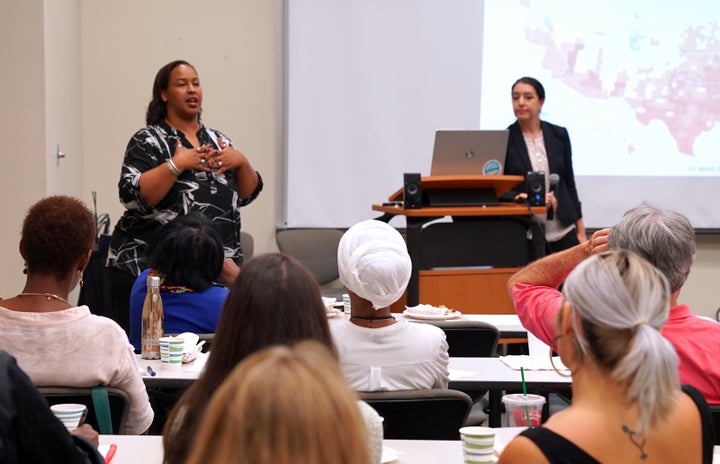 A town hall on protecting women from natural disasters in New Orleans, August 29, 2018.