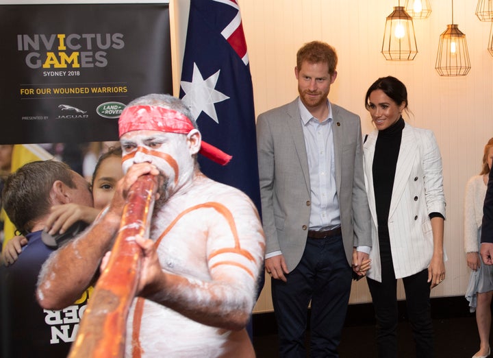 The couple watched a didgeridoo performance on Sunday afternoon.