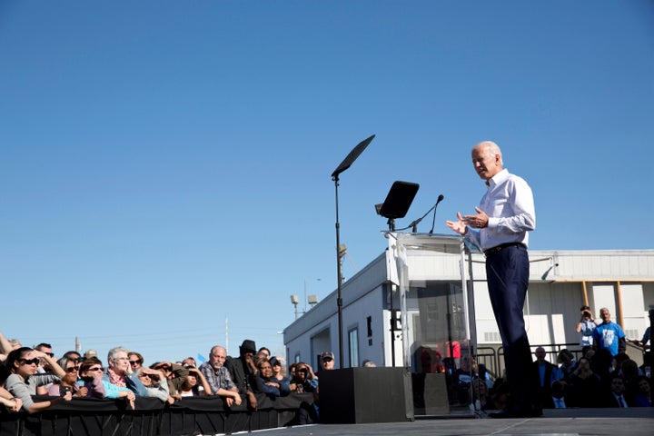 Former Vice President Joe Biden rallied Democrats in Las Vegas on Saturday.