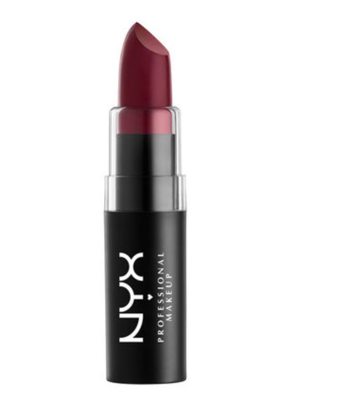 A matte finish that doesn't dry out your lips, an absolute bargain, and available in most drug stores.NYX&nbsp; Matte Lipstick (Siren: Deep Violet), &pound;7