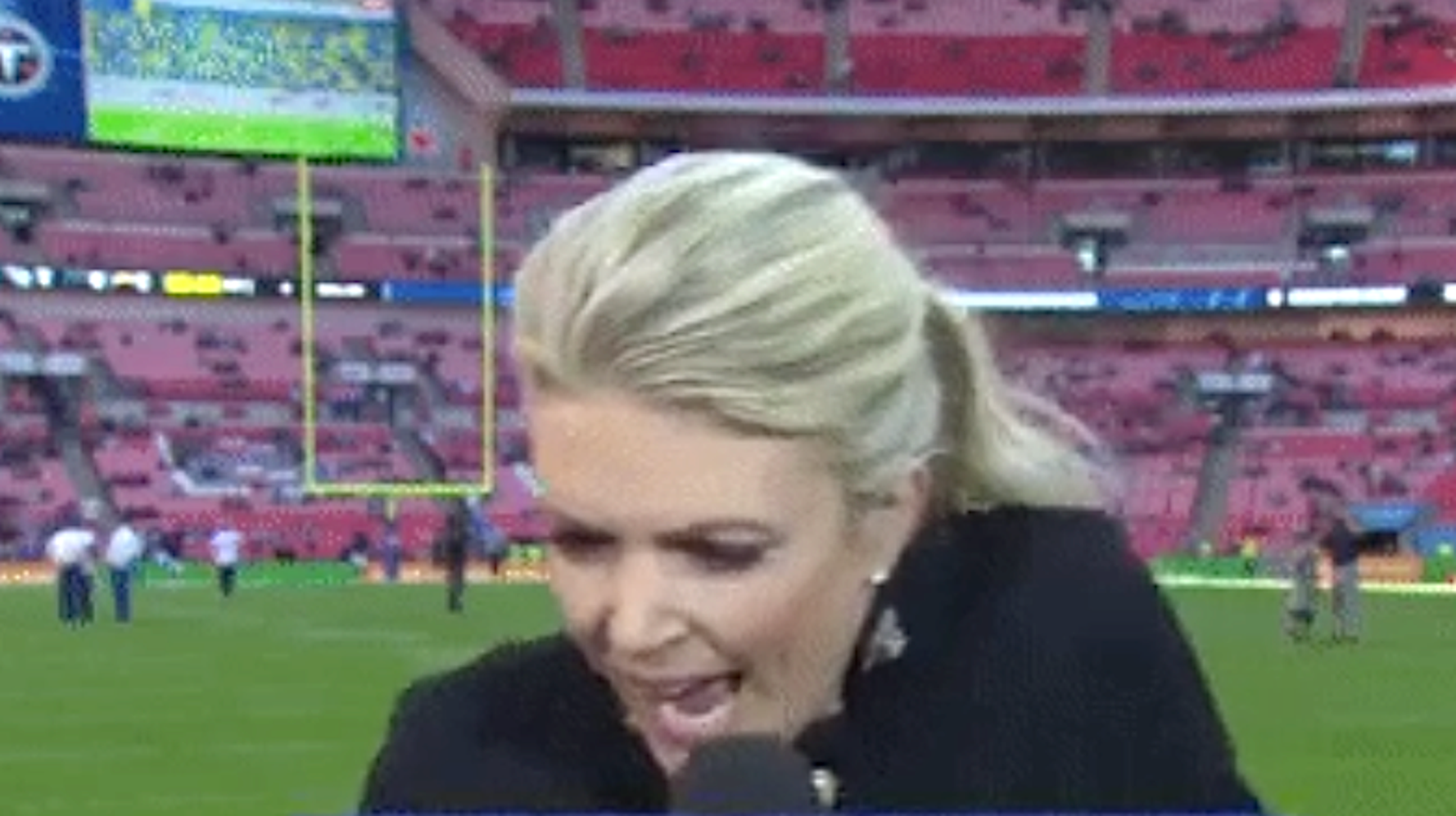 NFL Reporter Melissa Stark Hit In Head By Football, Makes Epic Comeback